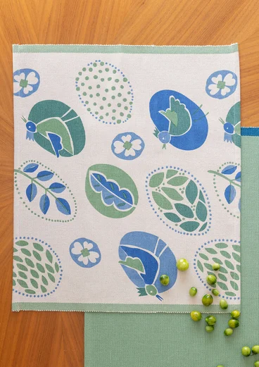 “Nest” place mat in organic cotton - flax blue