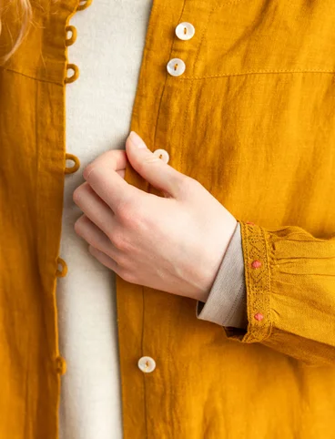 Woven “Asta” artist’s blouse in linen - mustard