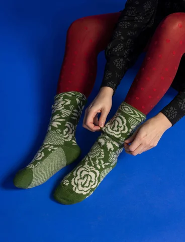 "Leksand" socks in an alpaca blend - grass green