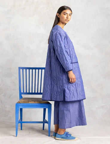 “Idun” organic cotton/linen quilted coat - blue lotus