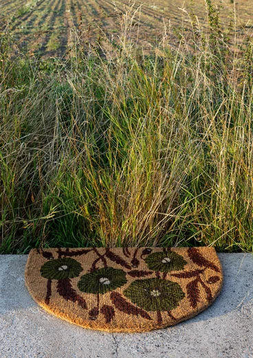 Paillasson "Poppies" en fibre de coco - châtaigne