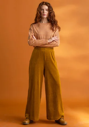 Velour pants in organic cotton/recycled polyester - curry