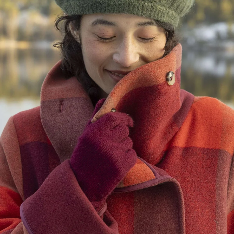 Wool gloves - burgundy