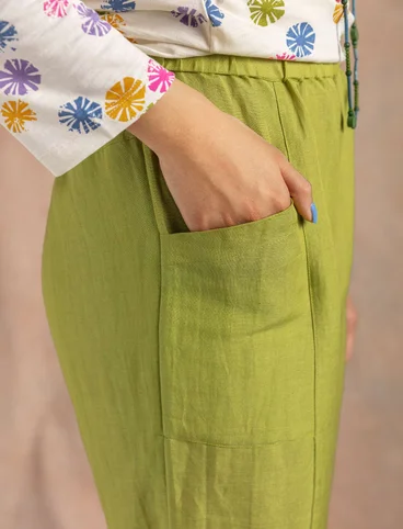 Pantalon en tissu de lin/modal - kiwi