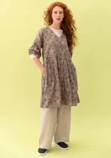 “Ida” woven dress in a wool blend - mole/patterned