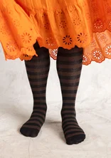 Striped tights in organic cotton - black/french roast