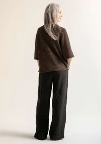 Linen/organic cotton sweater - dark earth