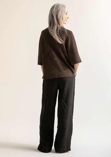 Sweater in linen/organic cotton - dark earth