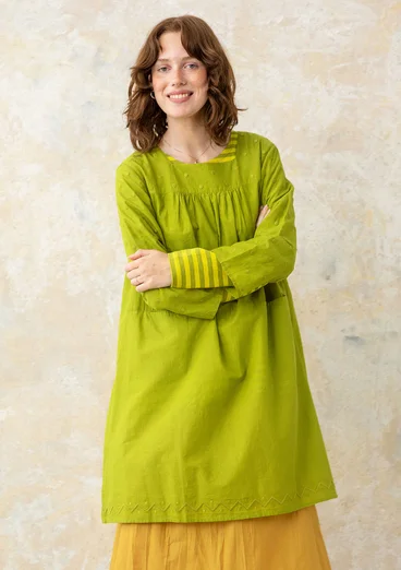 Woven dress in organic cotton - asparagus