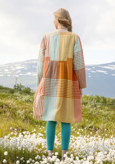 “Madras” woven dress in organic cotton - masala