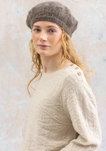 Knit beret in an alpaca blend - light potato/melange