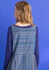 “Ava” woven organic cotton pinafore dress - flax blue