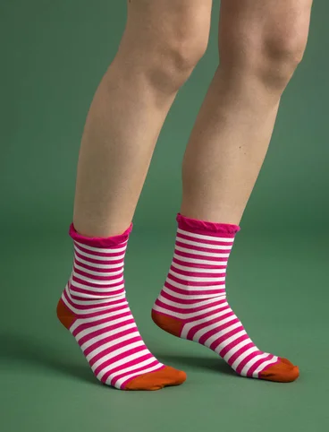 Striped organic cotton socks - dark peony
