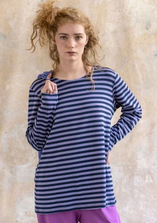 Essential striped sweater in organic cotton - dark indigo/thistle