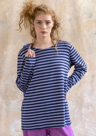 Essential striped sweater in organic cotton - dark indigo/thistle