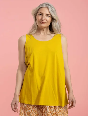 Solid-colour, organic cotton/modal jersey tank top - pineapple