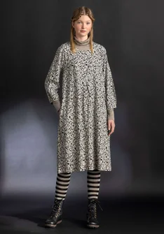 “Ylva” organic cotton/elastane jersey dress - black/patterned