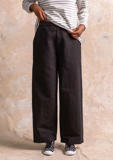 Pantalon en tissu de coton biologique/lin - noir