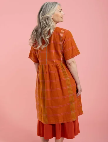 “Fields” woven dress in cotton - burnt orange