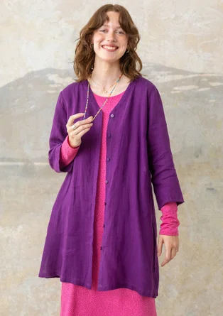 Woven blouse in linen - plum