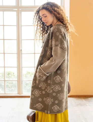 “Aria” reversible knit coat in felted wool. - clay