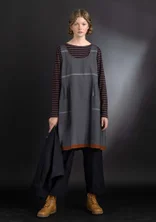 “Ava” woven organic cotton pinafore dress - black