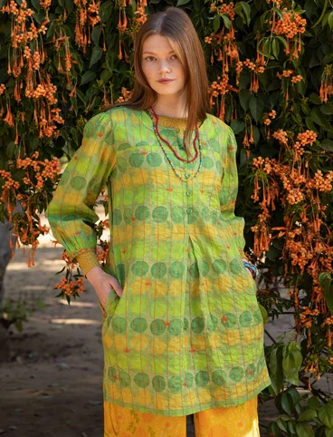 Robe "Sun" en coton biologique tissé - vert feuille
