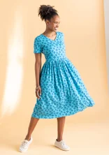 “June” jersey dress in organic cotton - lagoon blue/patterned