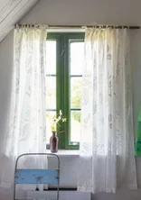 “Olives” organic cotton short curtain - light ecru