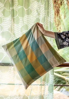 “Andes” cushion cover in organic cotton - green sea glass