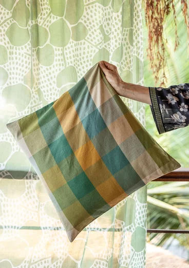 “Andes” cushion cover in organic cotton - green sea glass