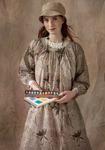 “Krita” woven organic cotton dress - dark natural