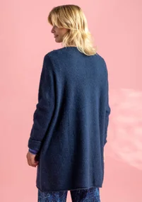 Long cardigan in wool/cotton/alpaca - blue mussel