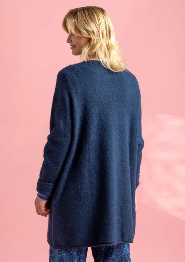 Long cardigan in wool/cotton/alpaca - blue mussel